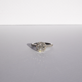 Royal Ring with a halo design and 1.20ct cushion diamond in platinum
