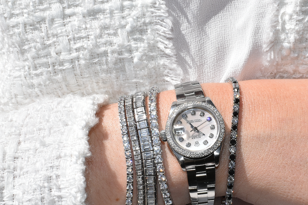 Various cut diamond tennis bracelets in platinum featuring emerald, asscher and round brilliant cut diamonds in Dublin, London, Manchester, Ireland and the UK. Fine jewellery, engagement and wedding rings, Bridal luxury, Irish and British craftsmanship, timepiece