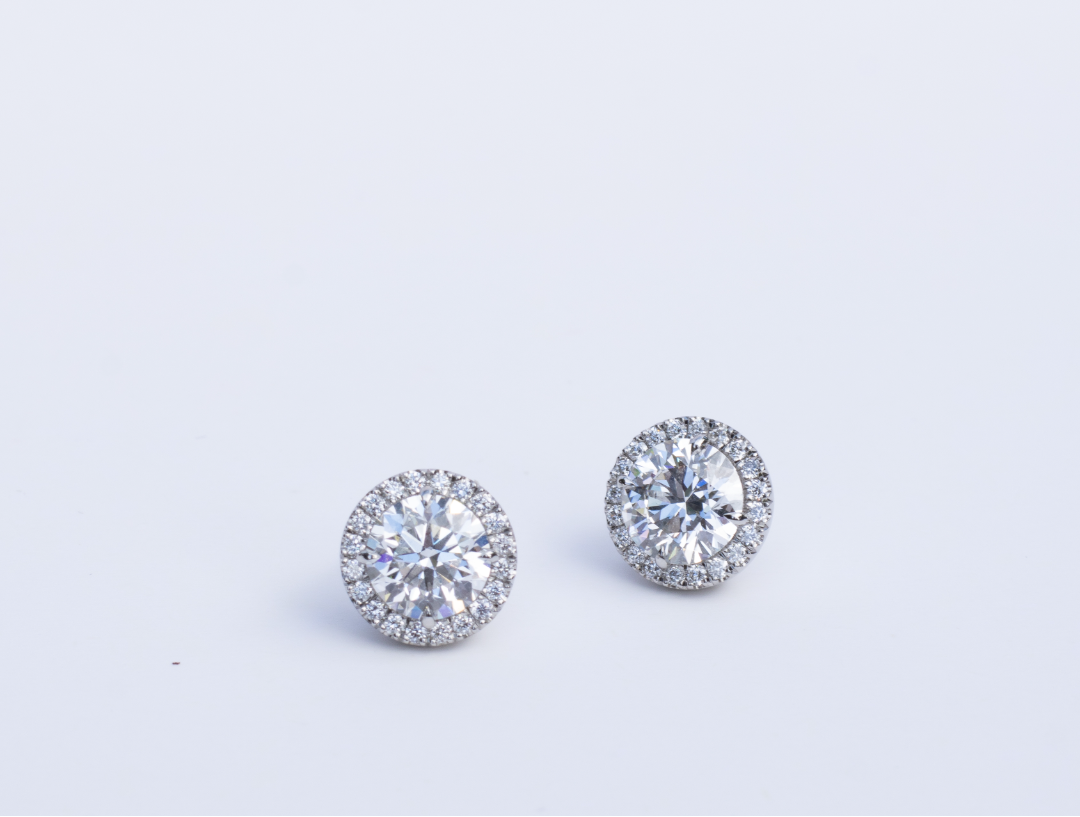 Royal Studs with Round Brilliant Diamonds Butler and Rose Jewellers
