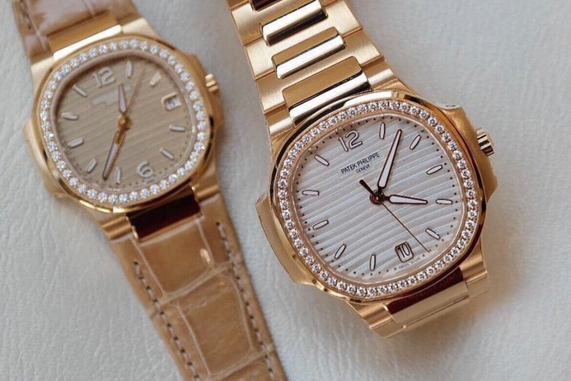 Patek ladies Nautilus watch in 18ct gold featuring a diamond bezel in Dublin, London, Manchester, Ireland and the UK. Fine jewellery, engagement and wedding rings, Bridal luxury, Irish and British craftsmanship, timepiece