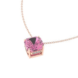 Asscher cut blush pink tourmaline set with a hidden halo of diamonds in an 18ct rose gold pendant Handmade luxury in the UK and Ireland for engagement rings, wedding bands, eternity rings and classic jewellery.