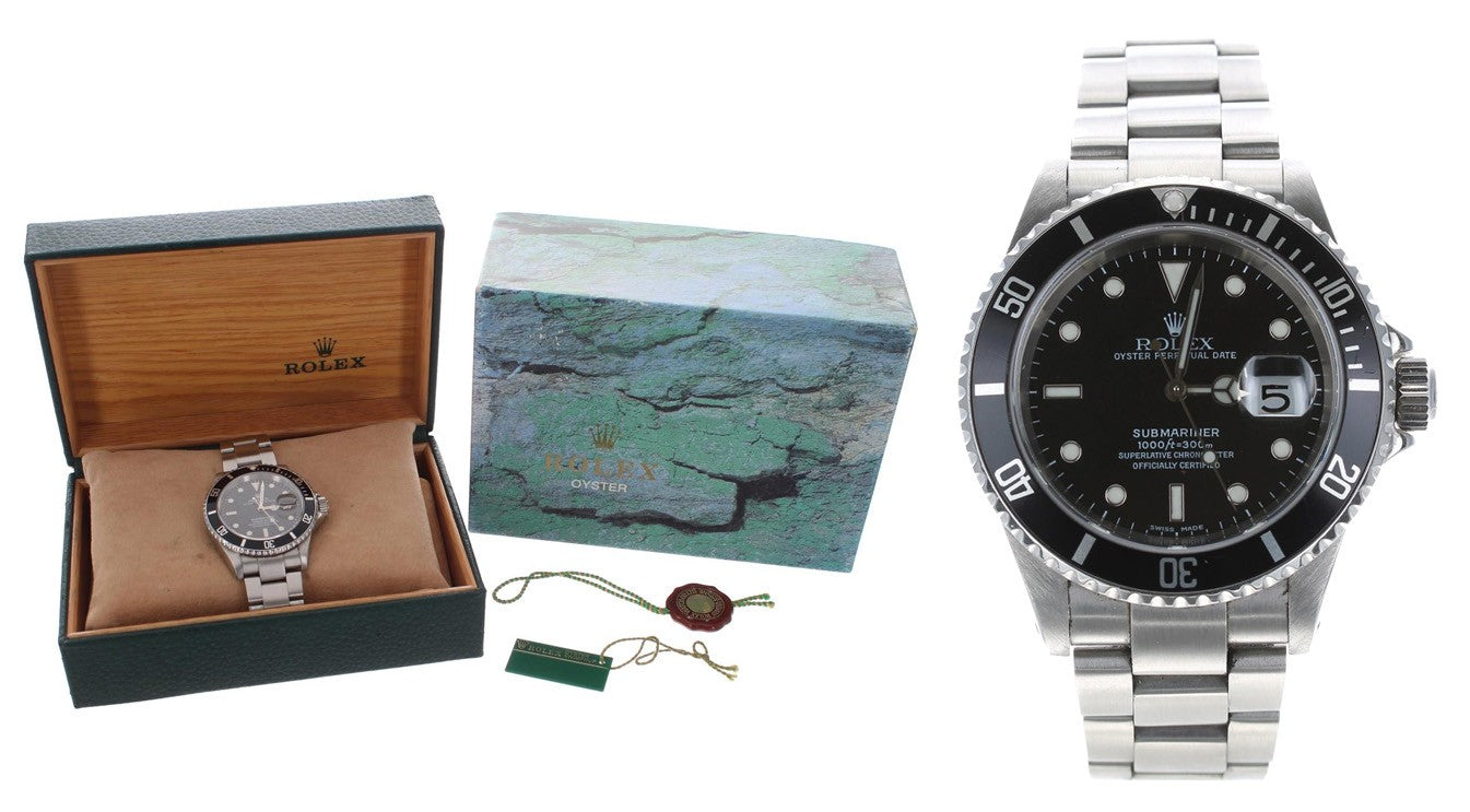Rolex Oyster Perpetual Date Submariner stainless steel gentleman's wristwatch Butler and Rose Jewellers