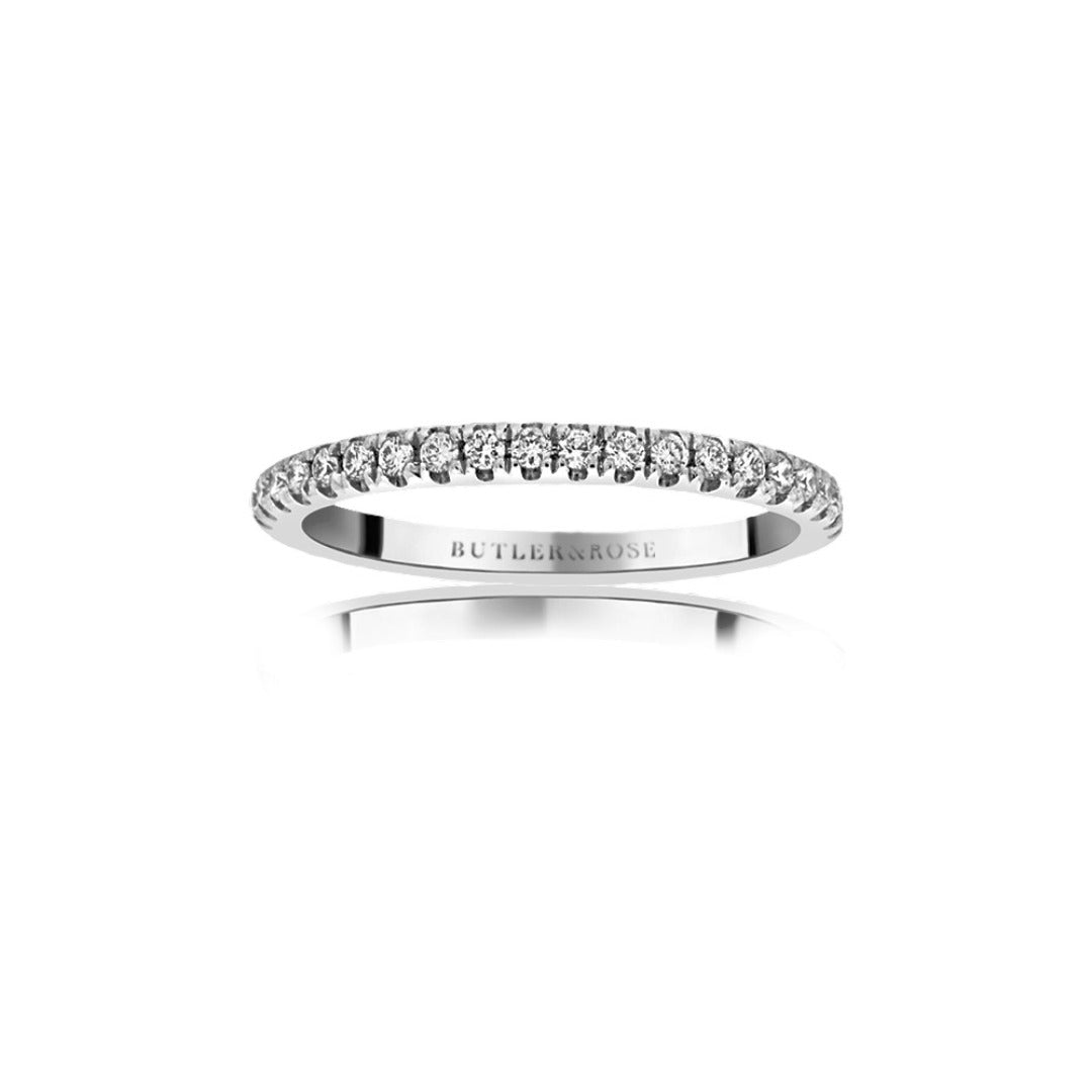 Classic 0.25cts Claw Set Platinum Diamond Band Butler and Rose Jewellers