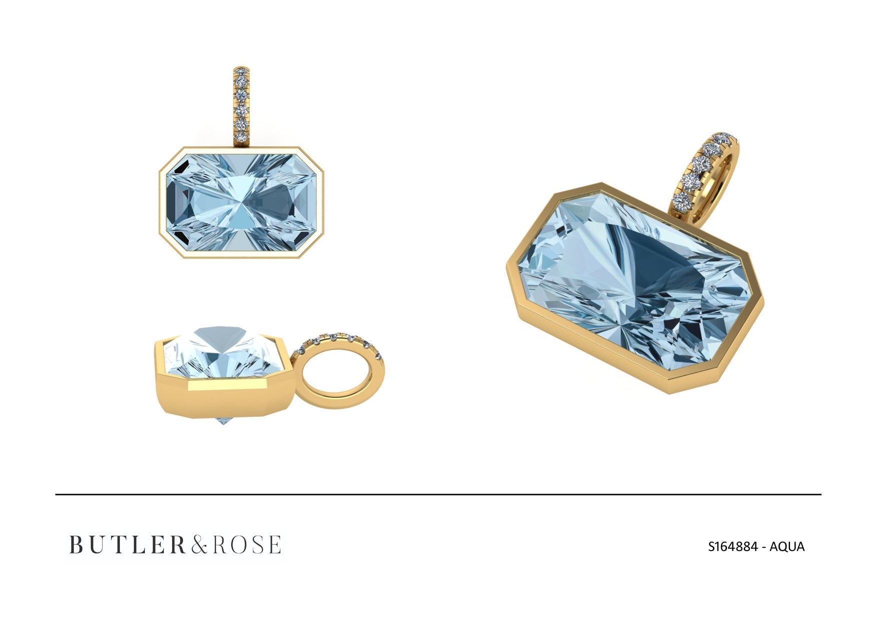 Silhouette Emerald Cut Topaz Drop Pendant Butler and Rose Jewellers