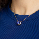 5.34ct Cushion Tanzanite Gemstone Pendant in 18ct Yellow Gold made in dublin, ireland by butler & rose jewellers