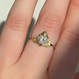 Butler and Rose Claddagh ring, diamond heart shamrock crown relief detail band. Modern Claddagh ring design.