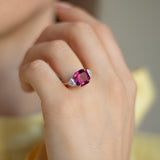 Asscher Cut 4.98cts Pink Tourmaline with Heart-Shaped Diamond Shoulders
