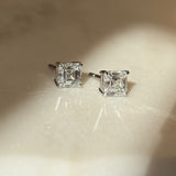 Asscher cut diamond earrings