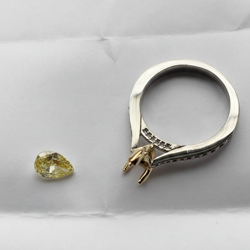 beautify loose diamond. bespoke fine jewellery. Irish made. Uk made. Pear cut / unique stone / British, Irish luxury / 
