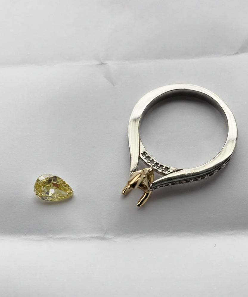 beautify loose diamond. bespoke fine jewellery. Irish made. Uk made. Pear cut / unique stone / British, Irish luxury / 
