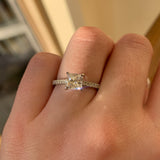 Dublin made engagement ring, platinum diamond pave band, princess cut diamond