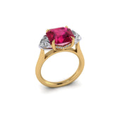 Asscher Cut 4.98cts Pink Tourmaline with Heart-Shaped Diamond Shoulders