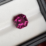 Asscher Cut 4.98cts Pink Tourmaline with Heart-Shaped Diamond Shoulders
