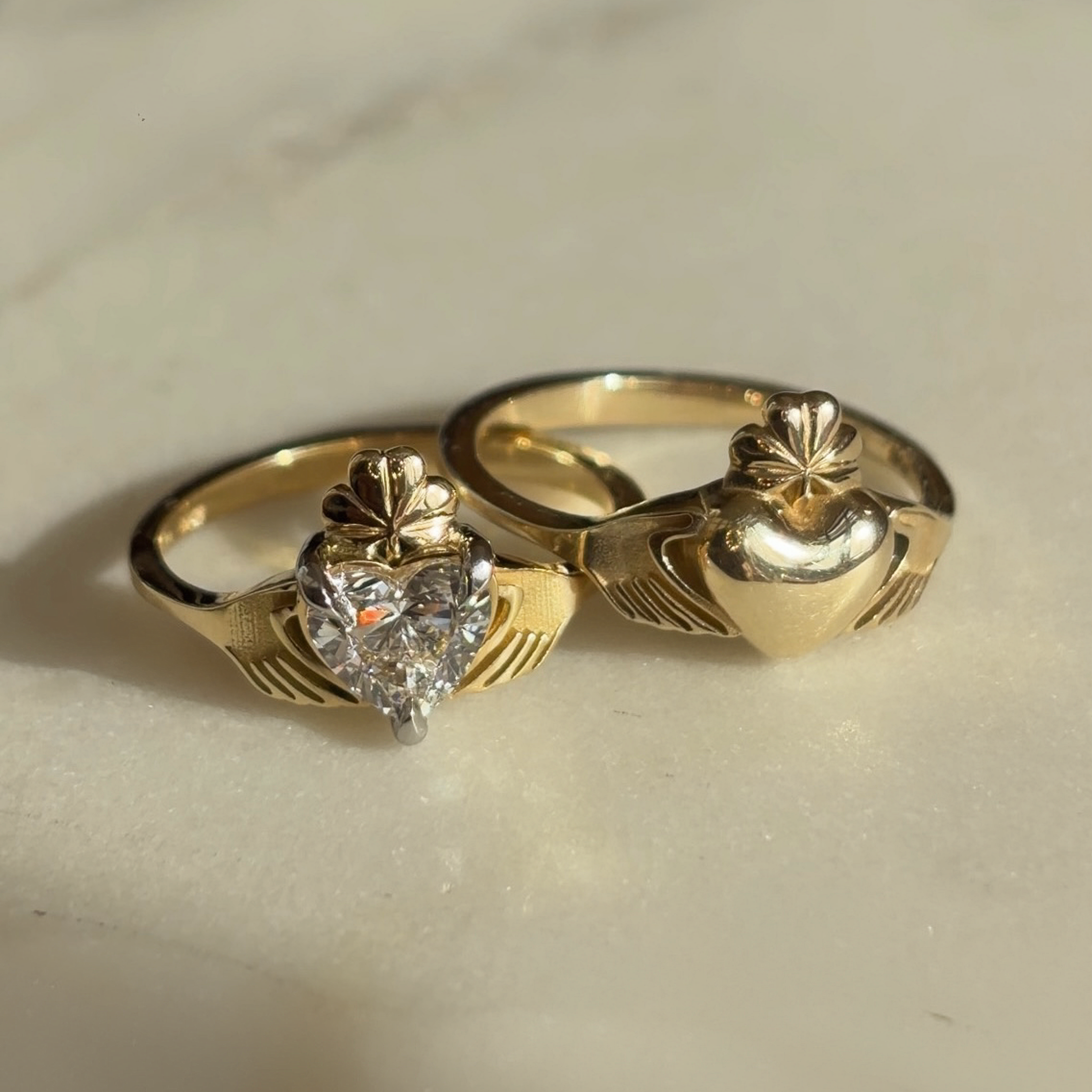 The Butler&Rose Claddagh Ring, in solid gold. 9ct yellow gold claddagh ring, with  shamrock crown.