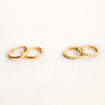 18ct Yellow Gold Huggies bith plain solid gold and diamond set versions handmade luxury in Ireland & the UK by Butler & Rose