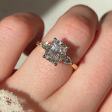 Three Stone Cushion Diamond Ring with Pears