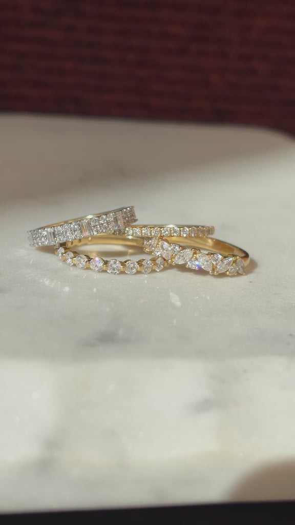 Eternity Band rings, 18ct yellow gold and diamond. Designer by Butler and Rose jewellers in Ireland Dublin.